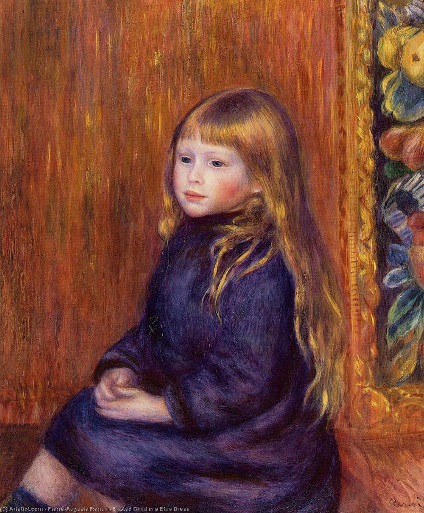 Seated Child In A Blue Dress — Pierre-auguste Renoir