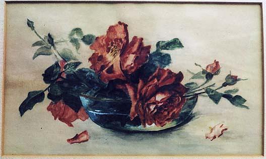 (roses In Glass Bowl), (painting) — Lora Normington Lapham
