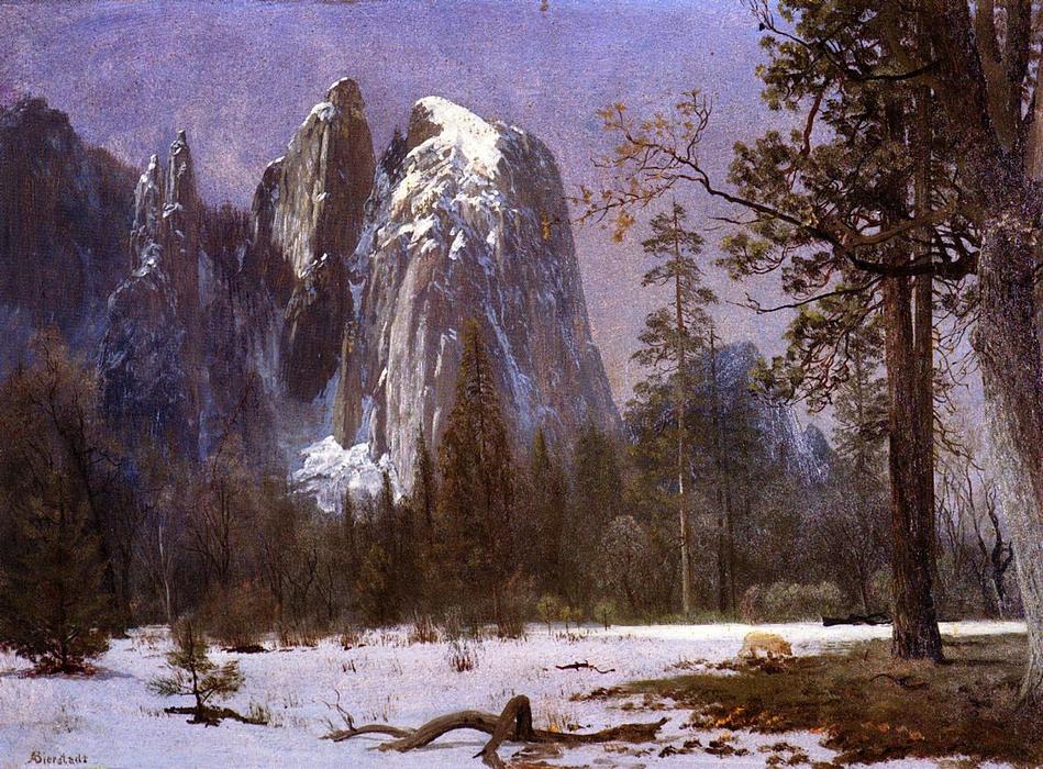Cathedral Rocks, Yosemite Valley, Winter — Albert Bierstadt