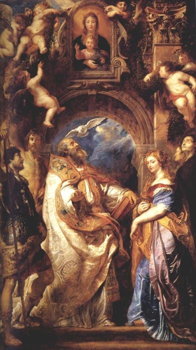 Saint Gregory With Saints Domitilla, Maurus, And Papianus — Peter Paul Rubens
