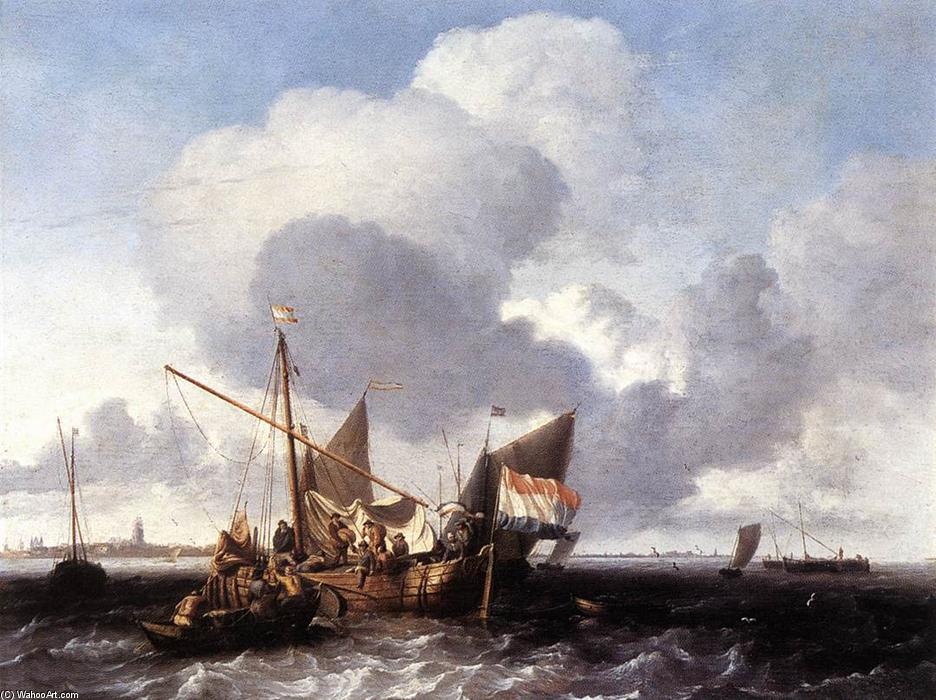 Ships On The Zuiderzee Before The Fort Of Naarden — Ludolf Backhuysen I