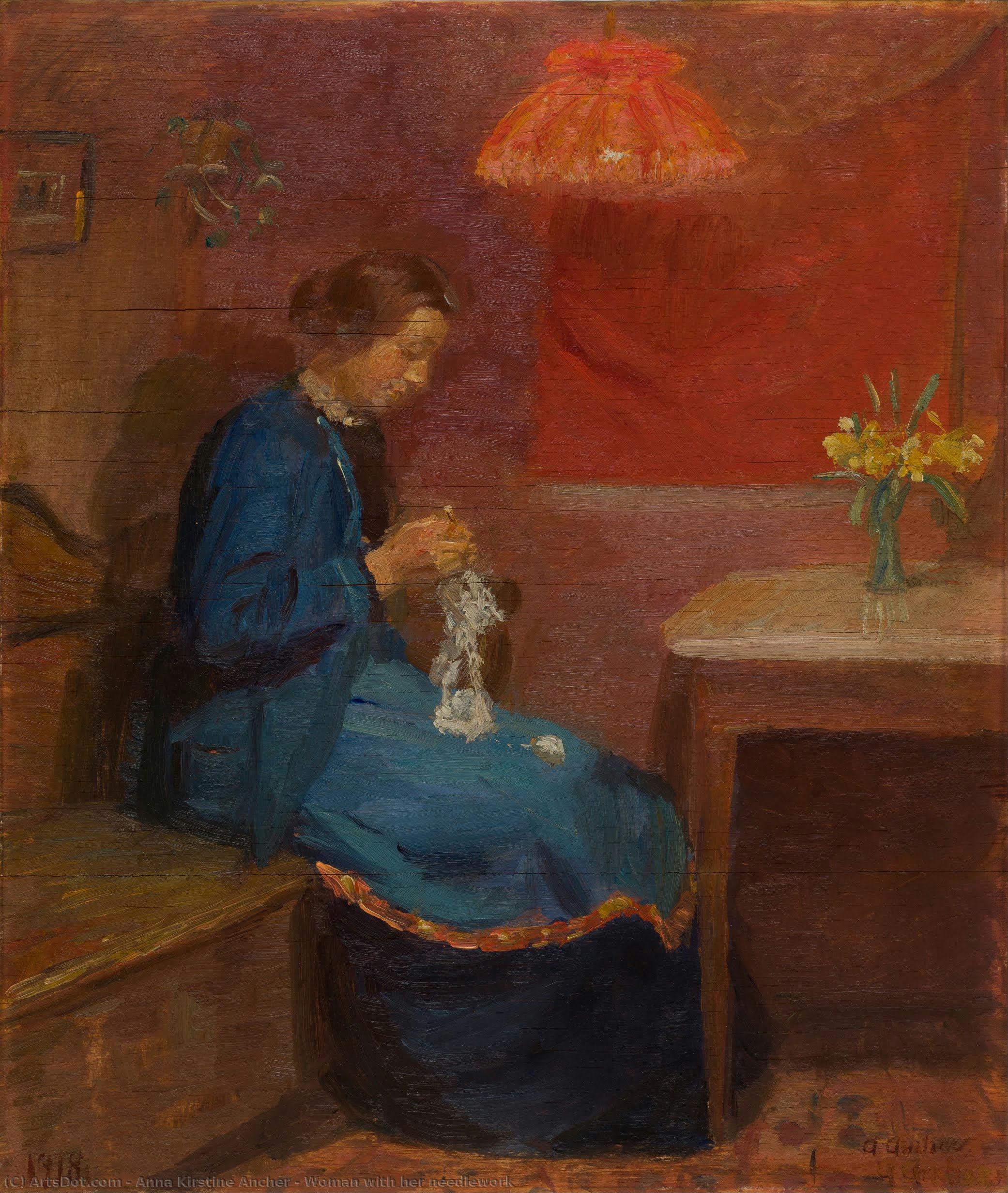 Mujer Con Su Trabajo De Tejido — Anna Ancher
