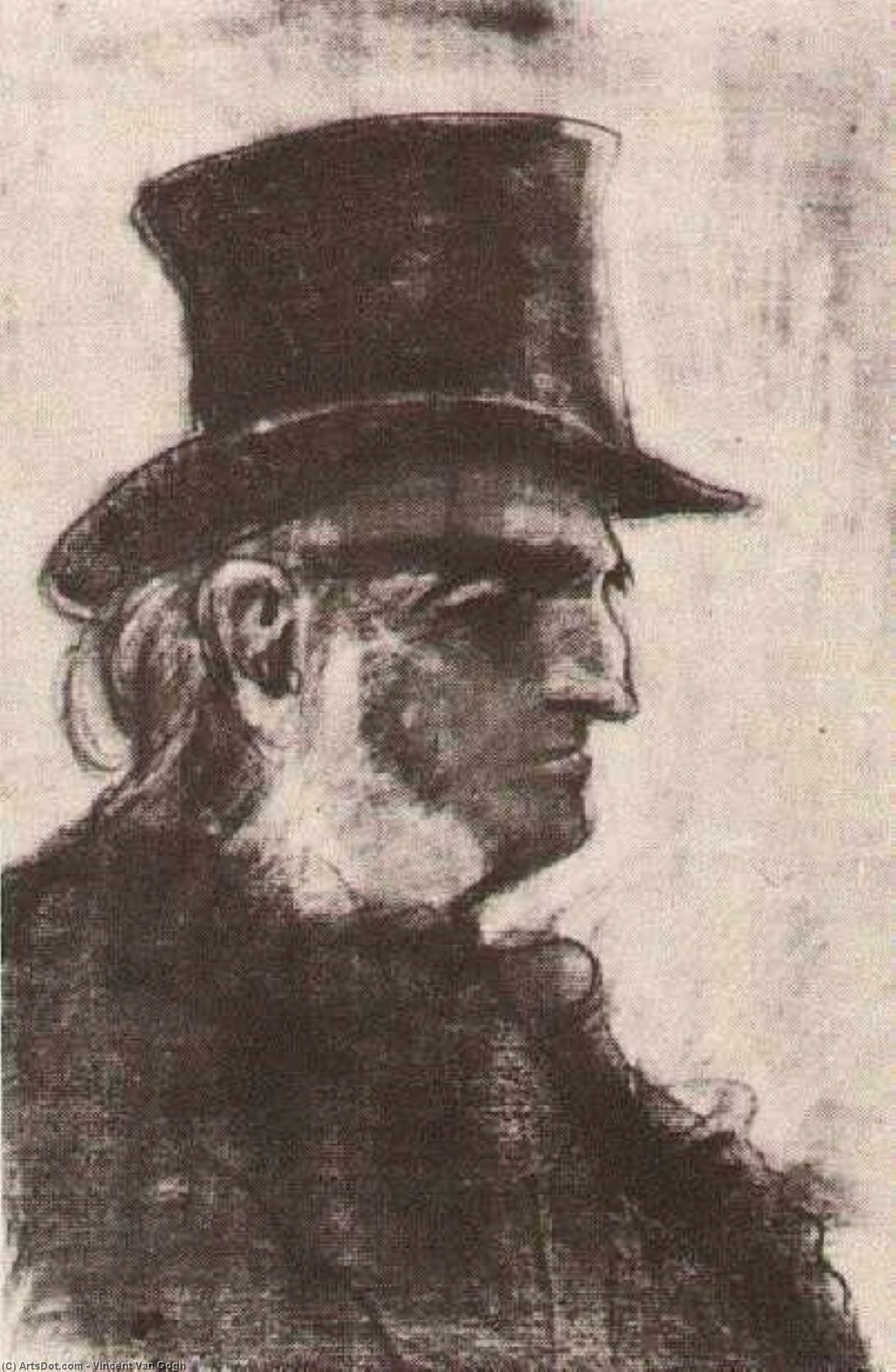 Orphan Man With Top Hat, Head — Vincent Willem Van Gogh
