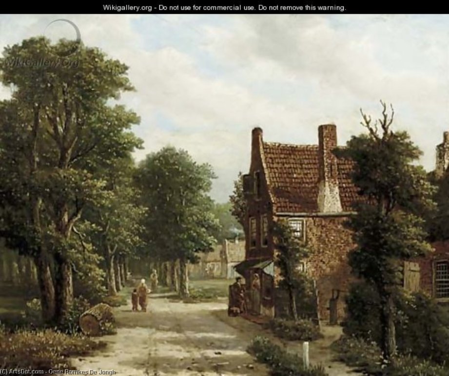 Houses Along A Treelined Path — Oene Romkes De Jongh