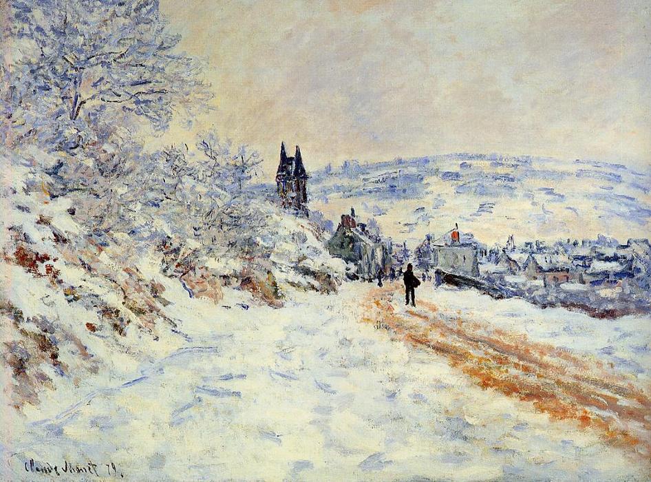The Road To Vetheuil, Snow Effect — Claude Monet