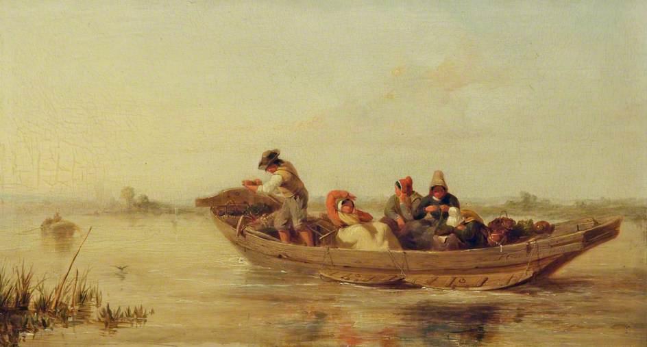 Market People Of Brittany In A Boat — Frederick Goodall