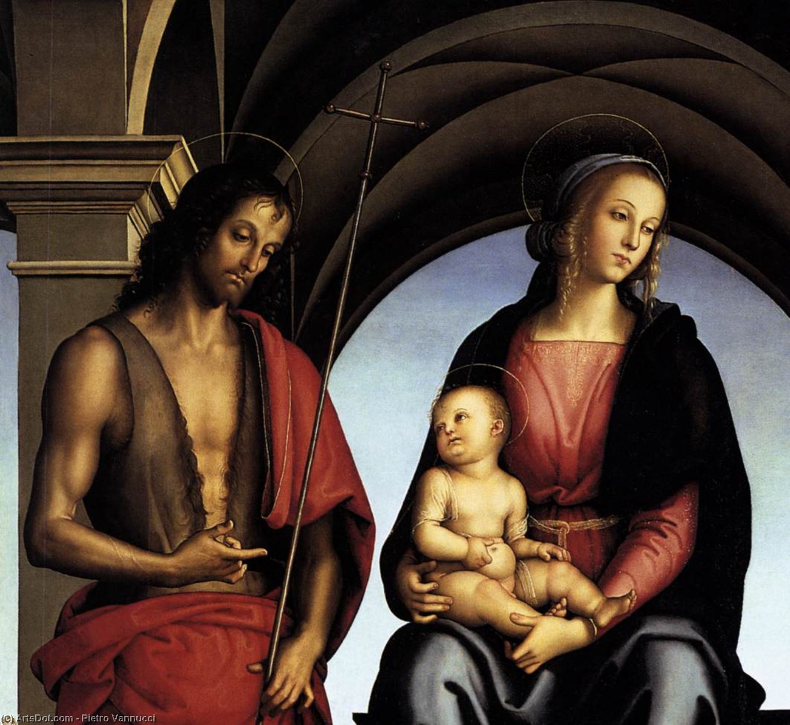 The Madonna Between St John The Baptist And St Sebastian (detail) — Vannucci Pietro (le Perugin)