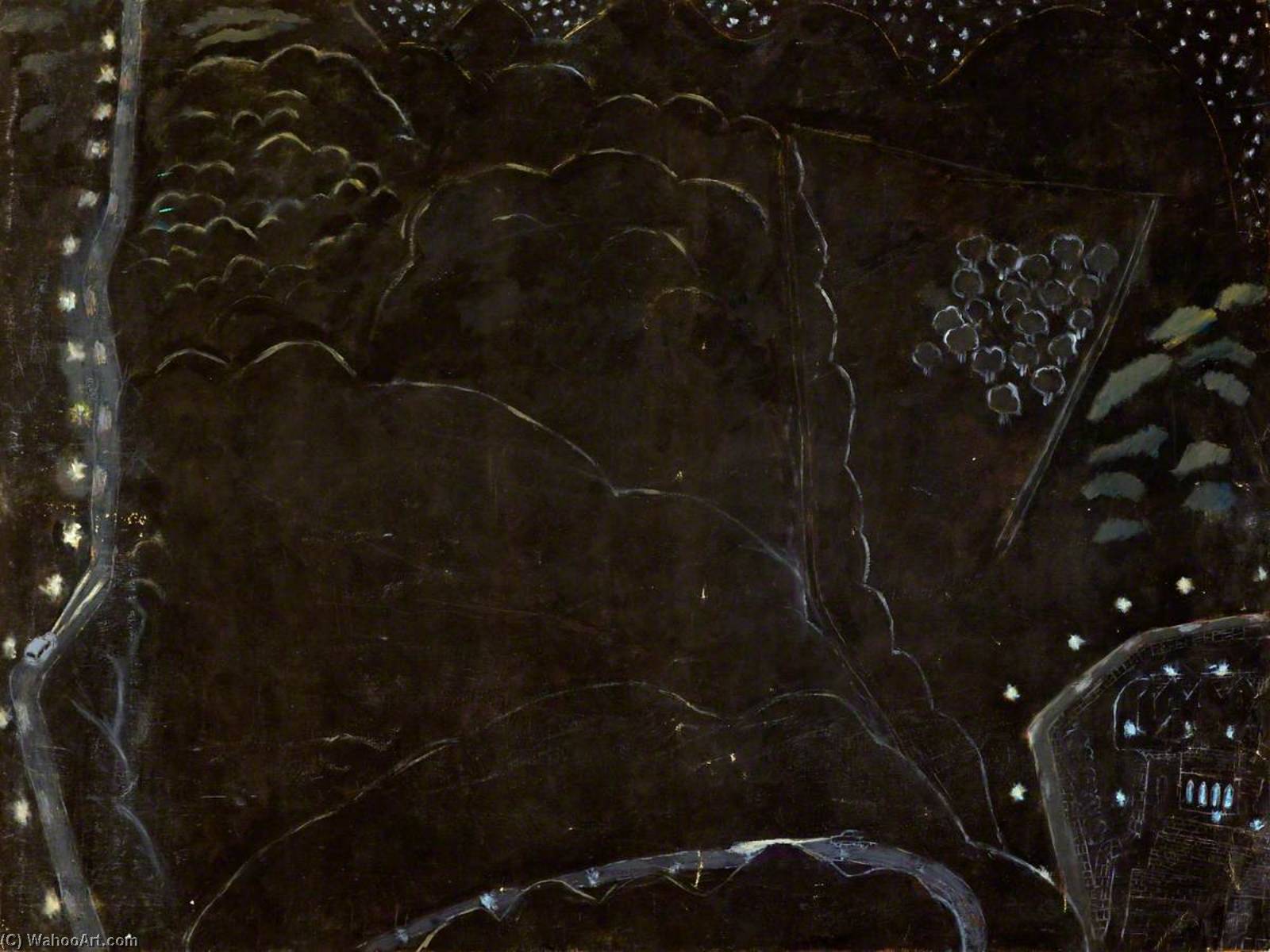 Black, Night Landscape With Cars — Ernest Zobole