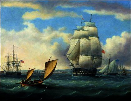 Euryalus' , 'thunderer' And 'ajax' Leaving Plymouth — Thomas Buttersworth