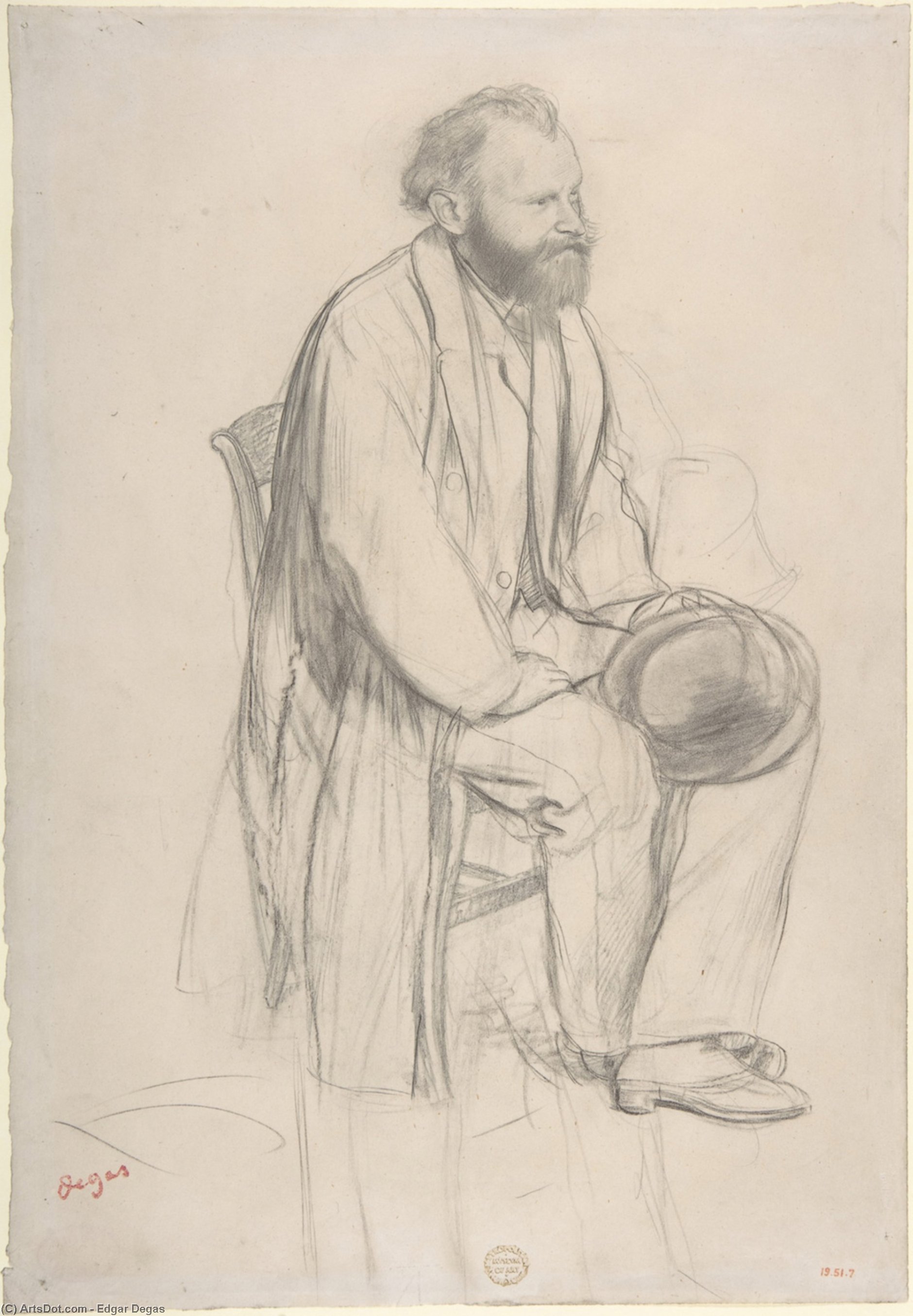 Édouard Manet, Seated, Holding His Hat — Edgar Degas