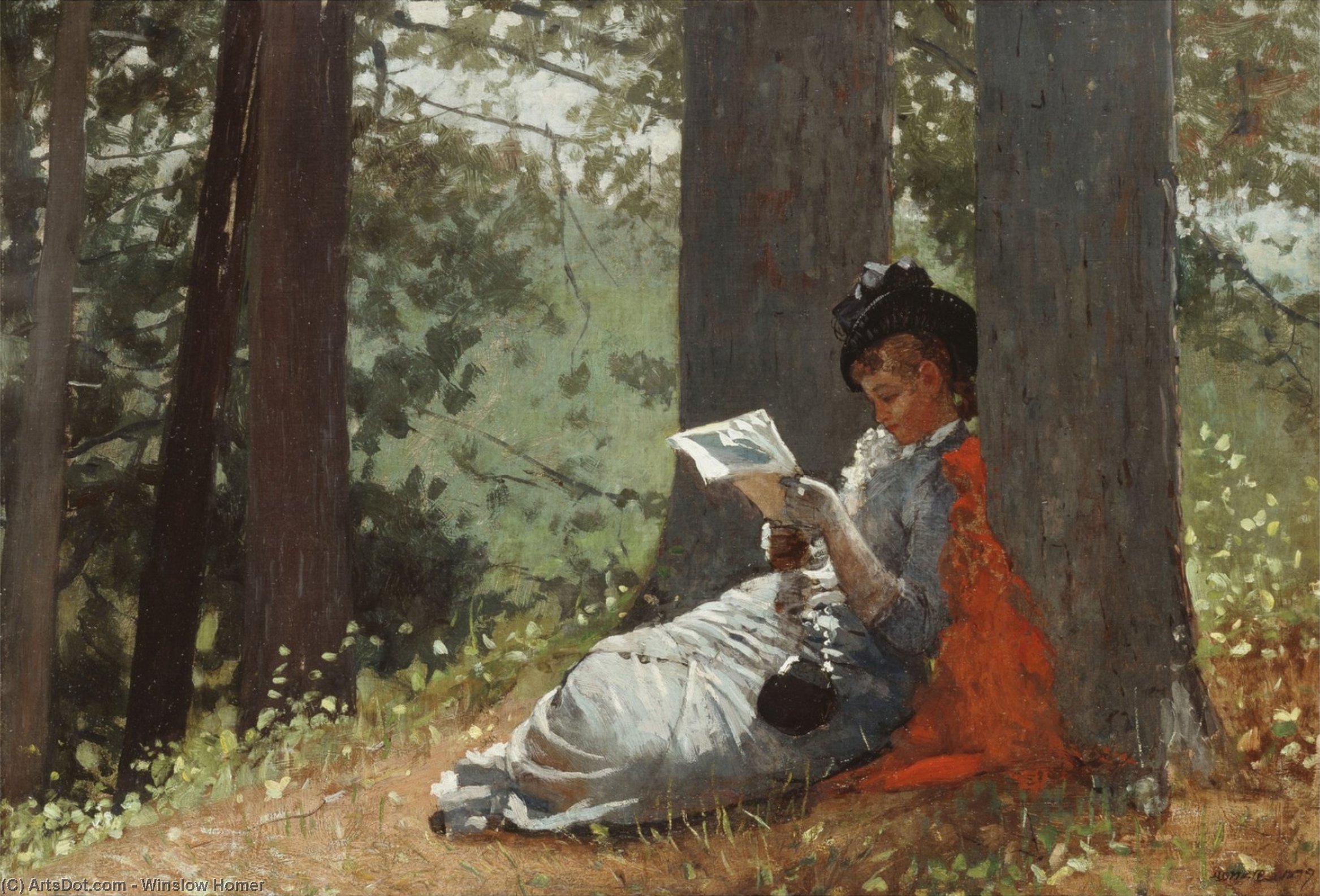 Girl Reading Under An Oak Tree — Winslow Homer