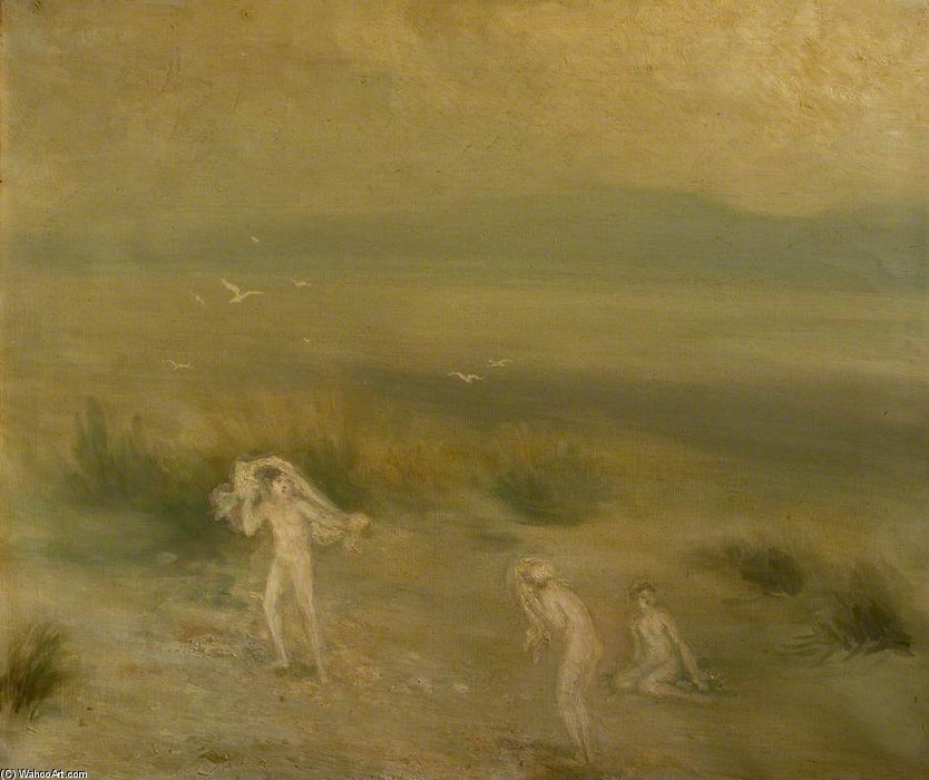 Three Figures In A Landscape With Birds — George William Russell