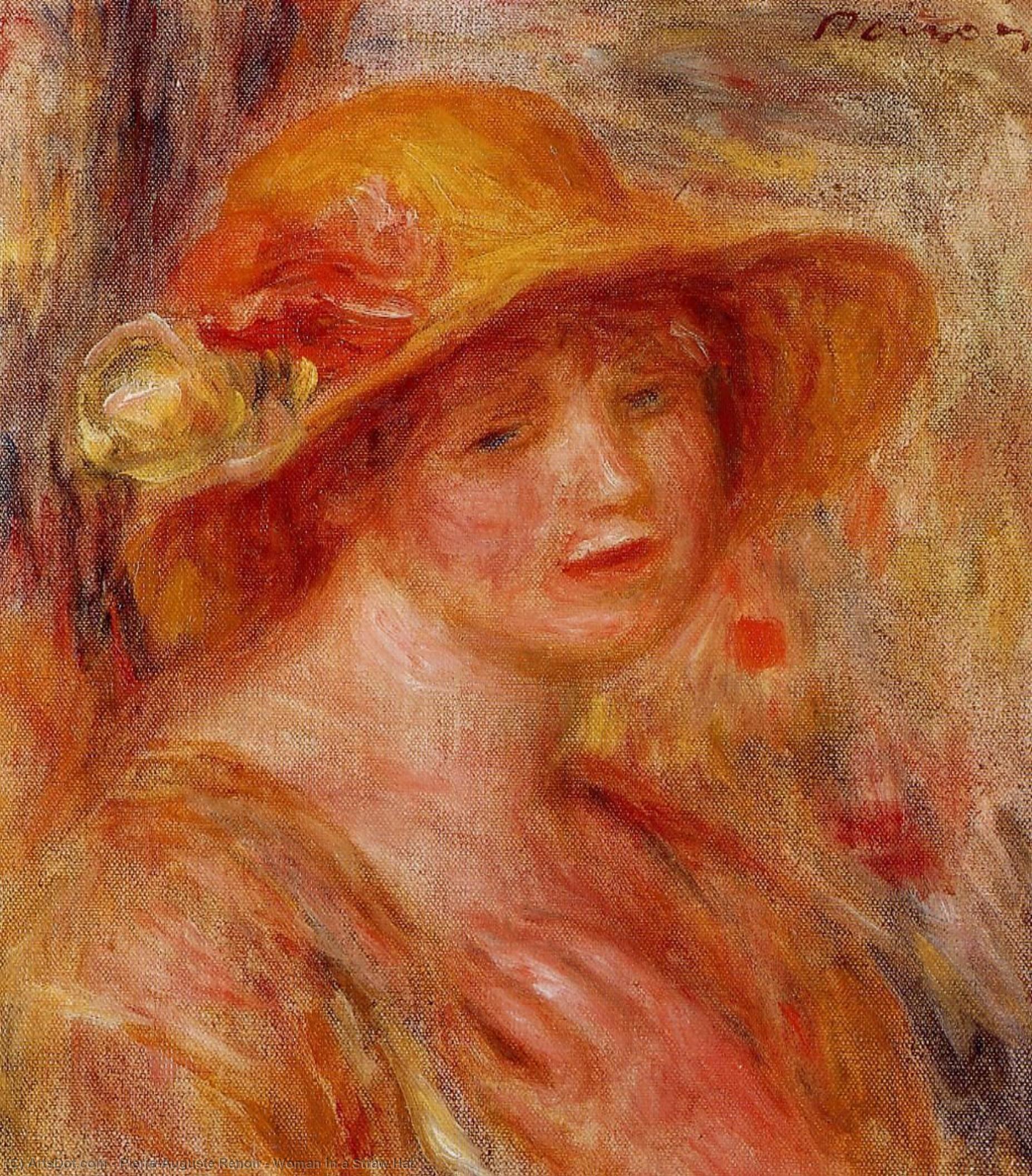 Woman In A Straw Hat — Pierre-auguste Renoir