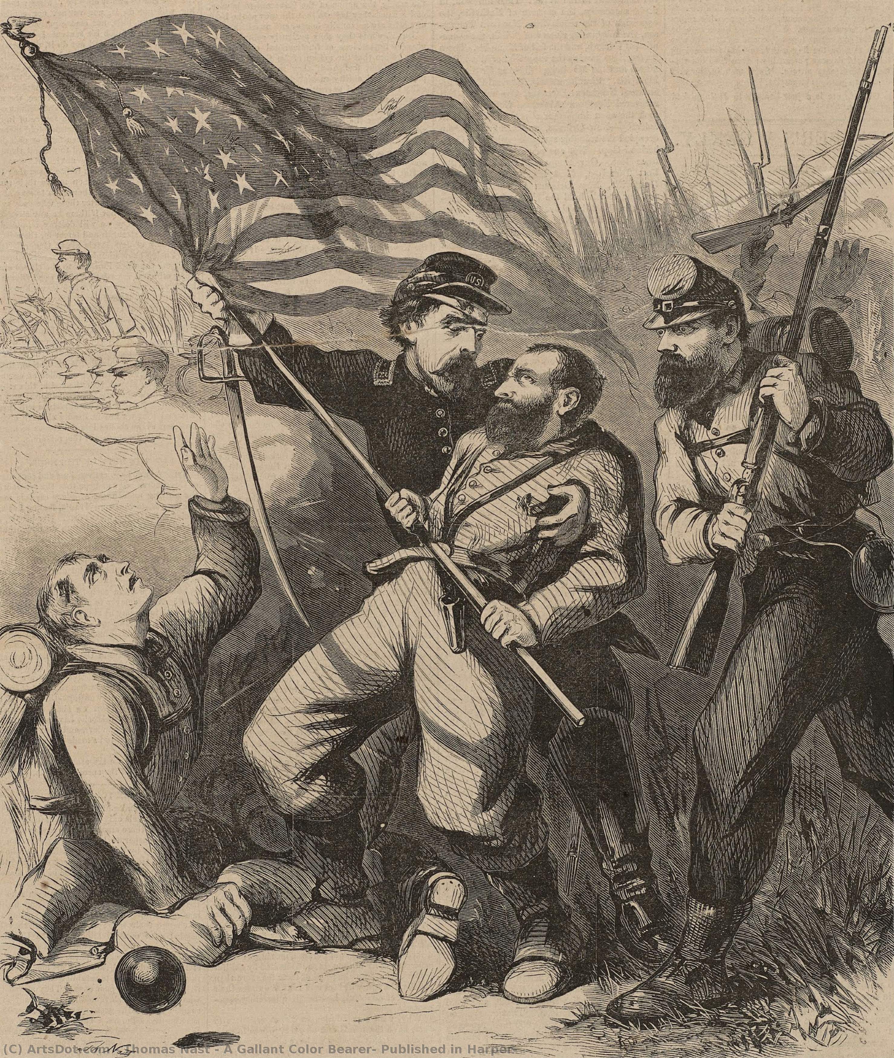 A Gallant Color Bearer, Published In Harper — Thomas Nast