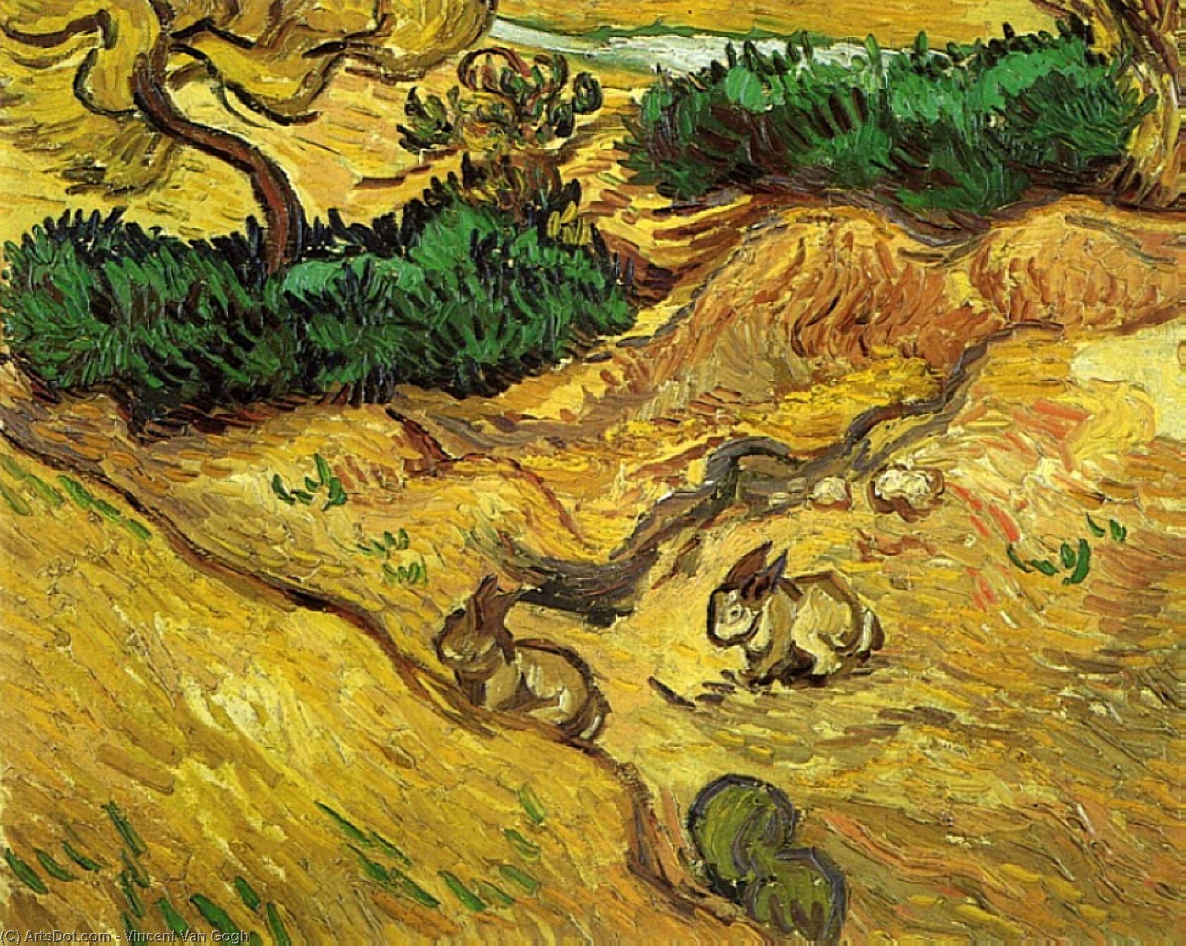 Field With Two Rabbits — Vincent Willem Van Gogh