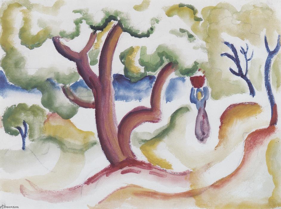 Woman With Pitcher Under Trees — August Macke