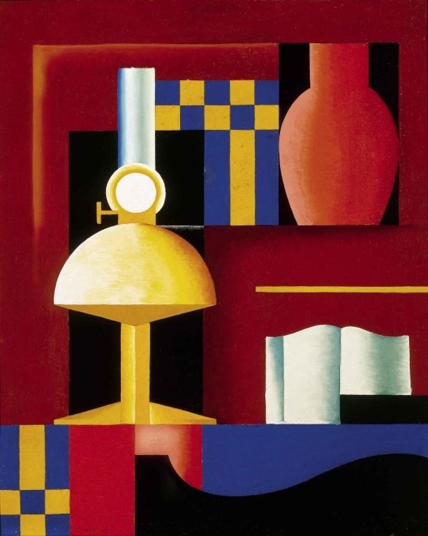 Composition With Paraffine Lamp, Vase And Book — Sandor Bortnyik