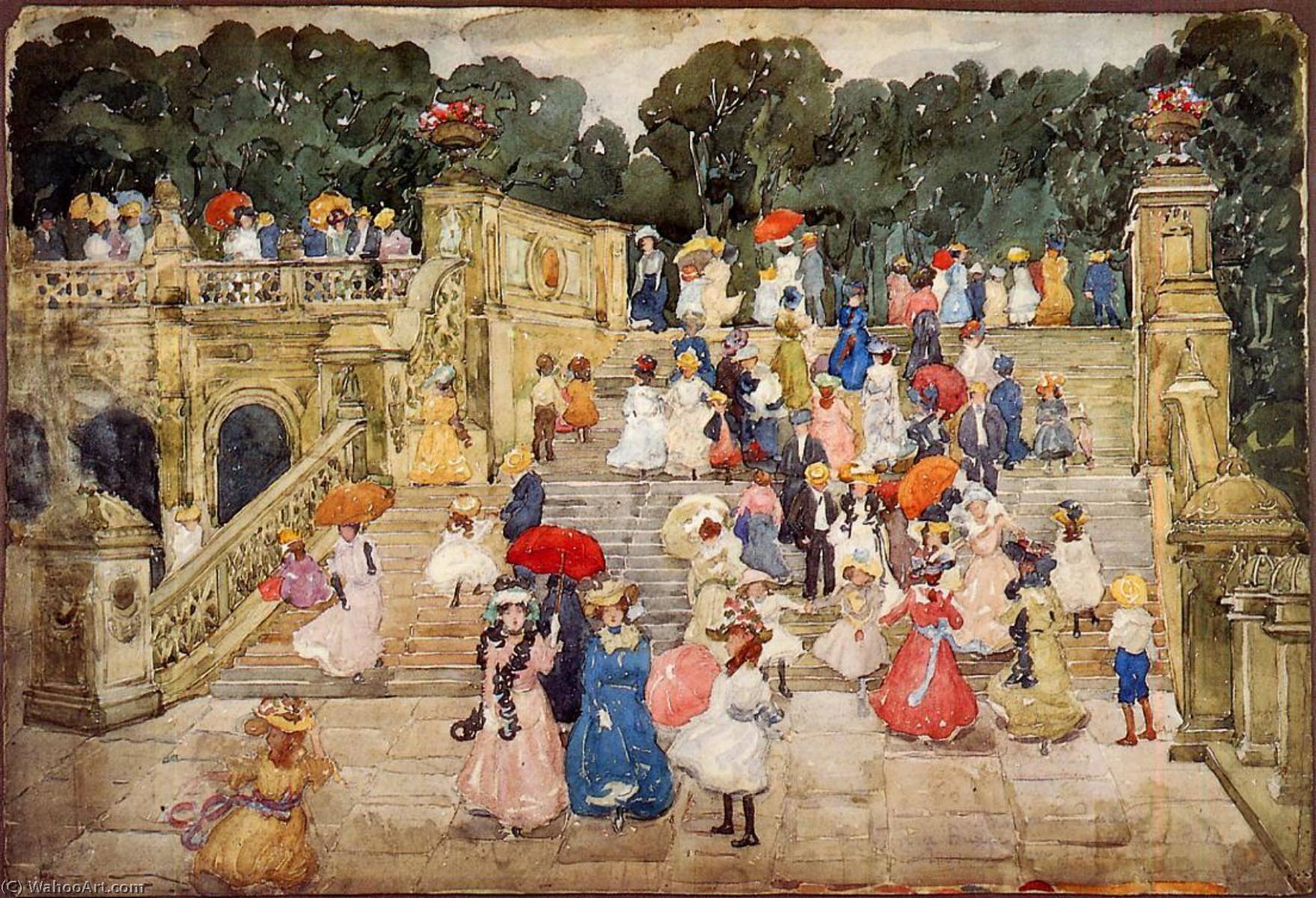 The Mall, Central Park (also Known As Steps, Central Park Or The Terrace Bridge, Central Park) — Maurice Brazil Prendergast