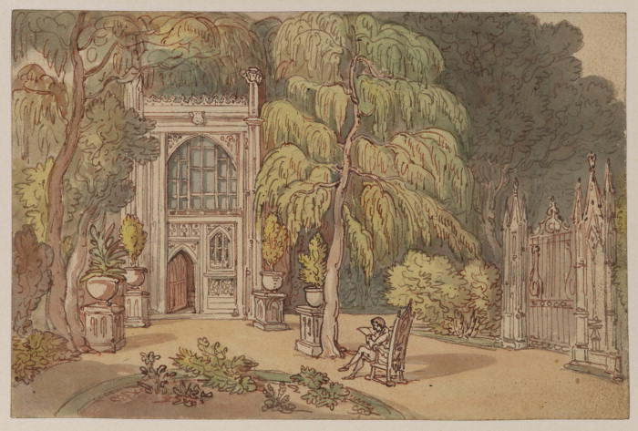 Garden And Entrance To A Neo-gothic House - Strawberry Hill — Thomas Rowlandson