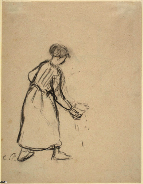 Woman Feeding Chickens — Camille Pissarro