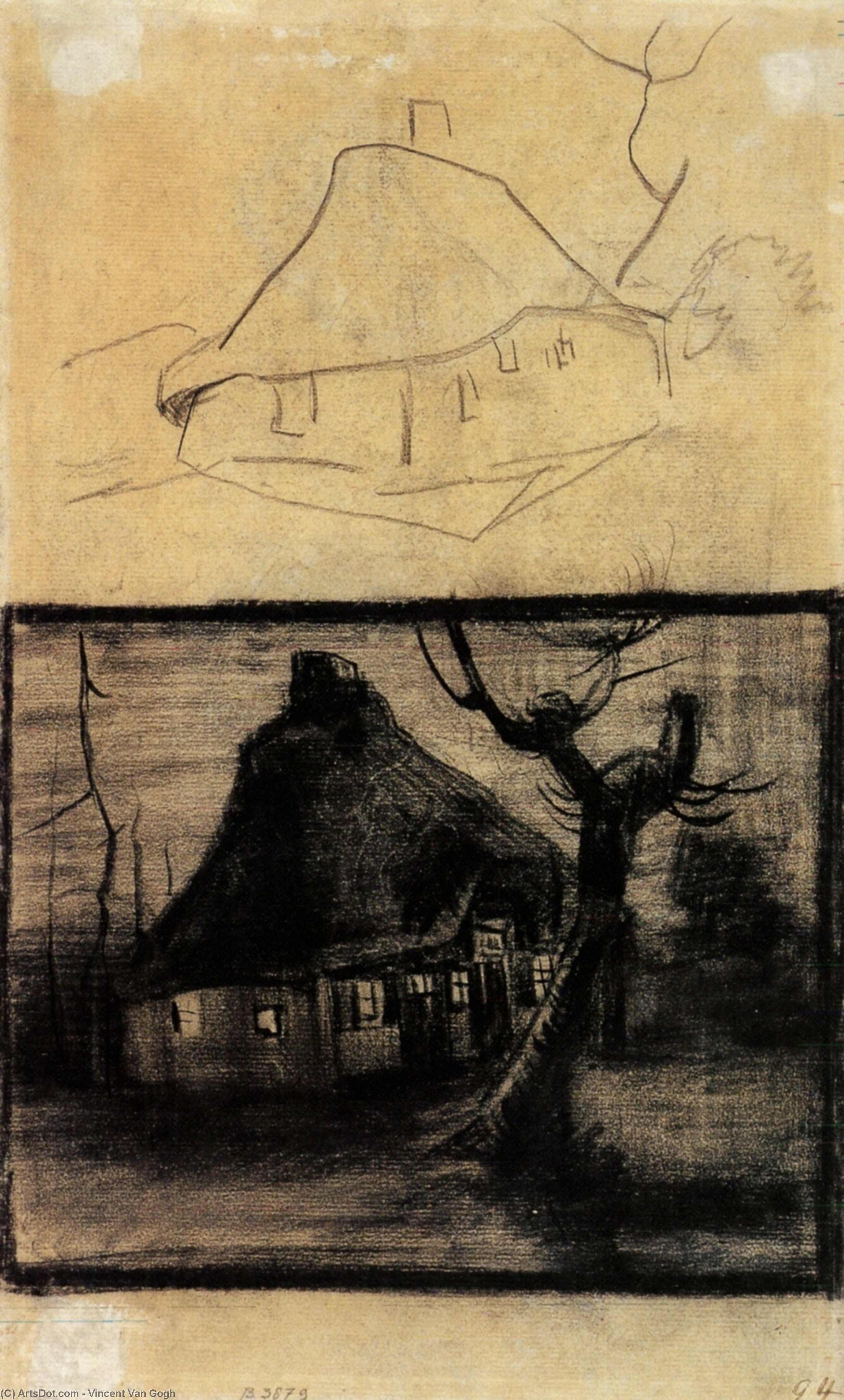 Two Studies Of A Cottage — Vincent Willem Van Gogh