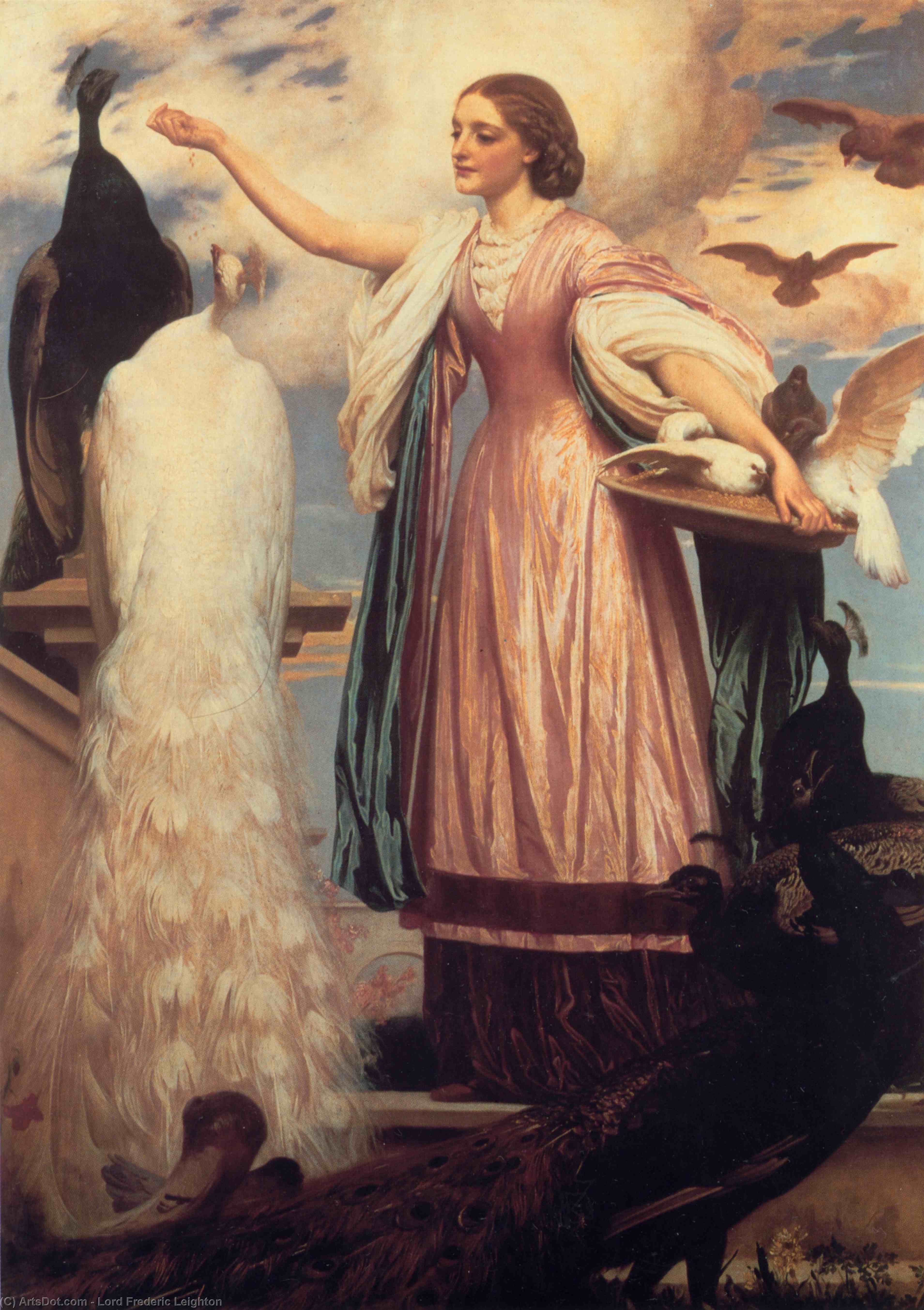 A Girl Feeding Peacocks — Sir Frederic Lord Leighton