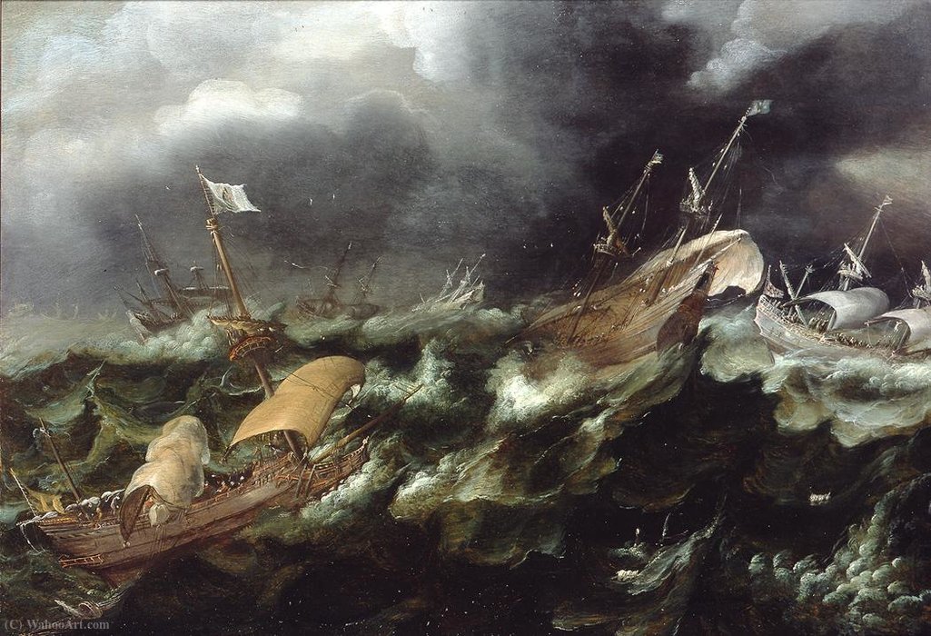 Ships In Stormy Seas — Andries Van Eertvelt