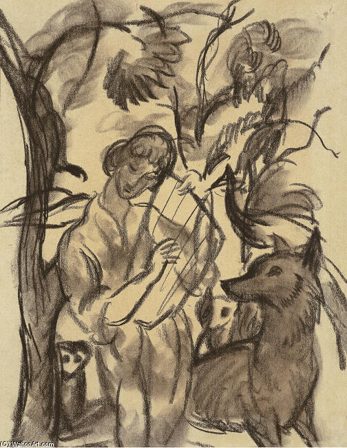 Woman With Lyre And Dog — August Macke