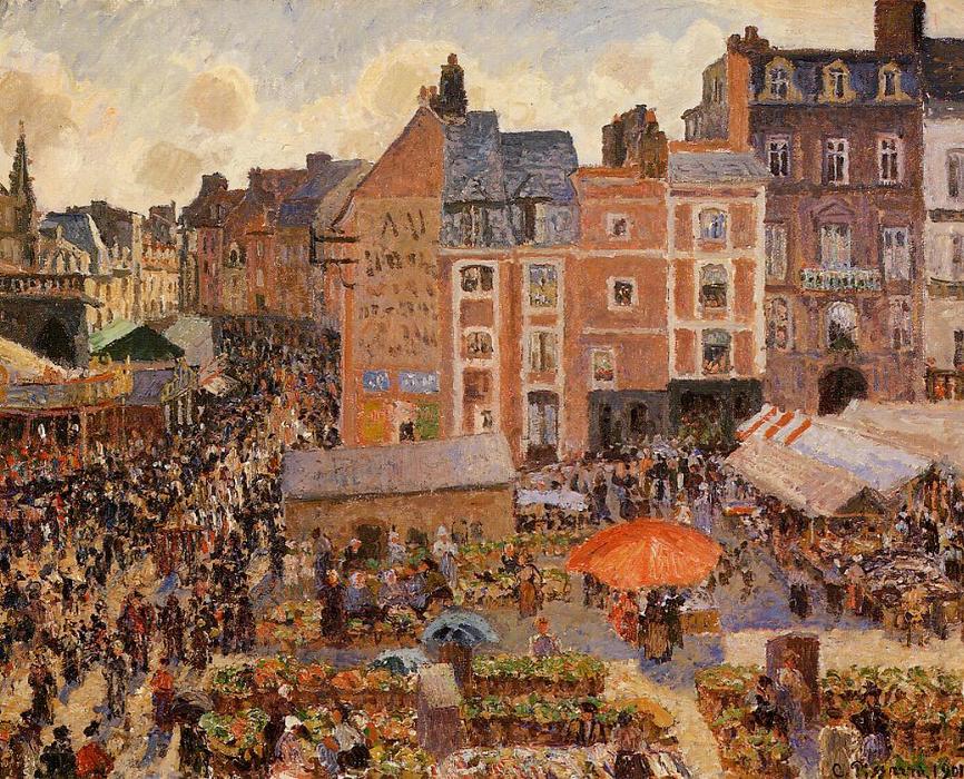 The Fair, Dieppe: Sunny Afternoon — Camille Pissarro