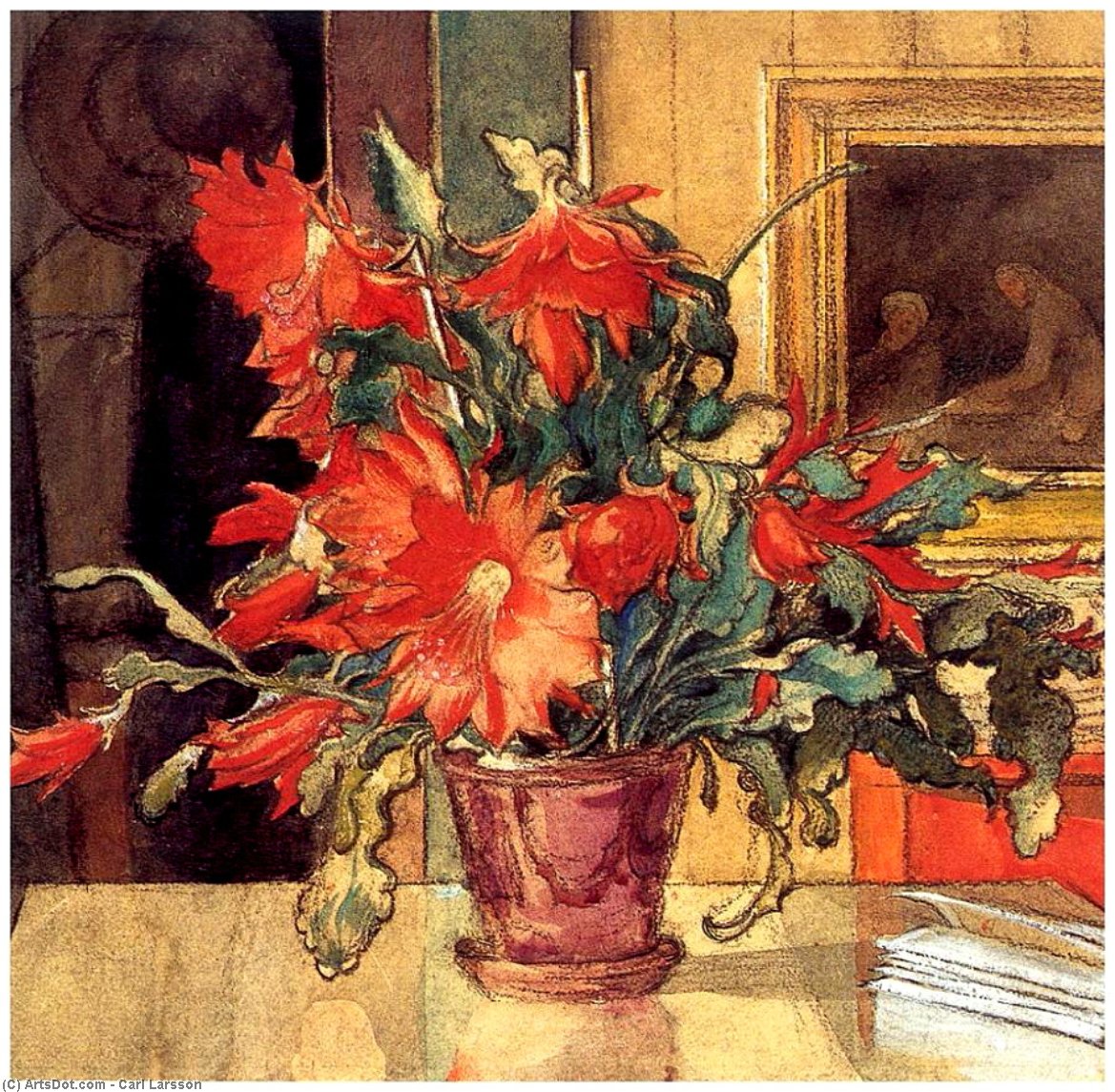 Detalle De Lisbeth Leyendo — Carl Larsson