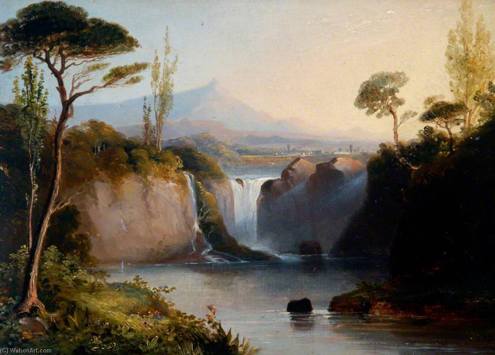 Italian Landscape With Waterfall — James Cassie