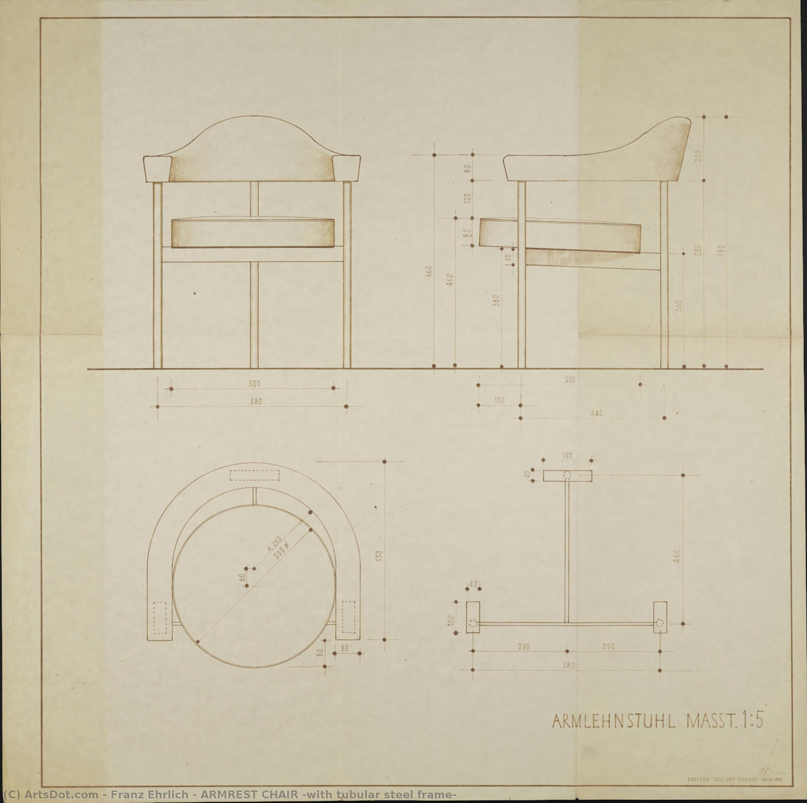 Armrest Chair (with Tubular Steel Frame) — Franz Ehrlich