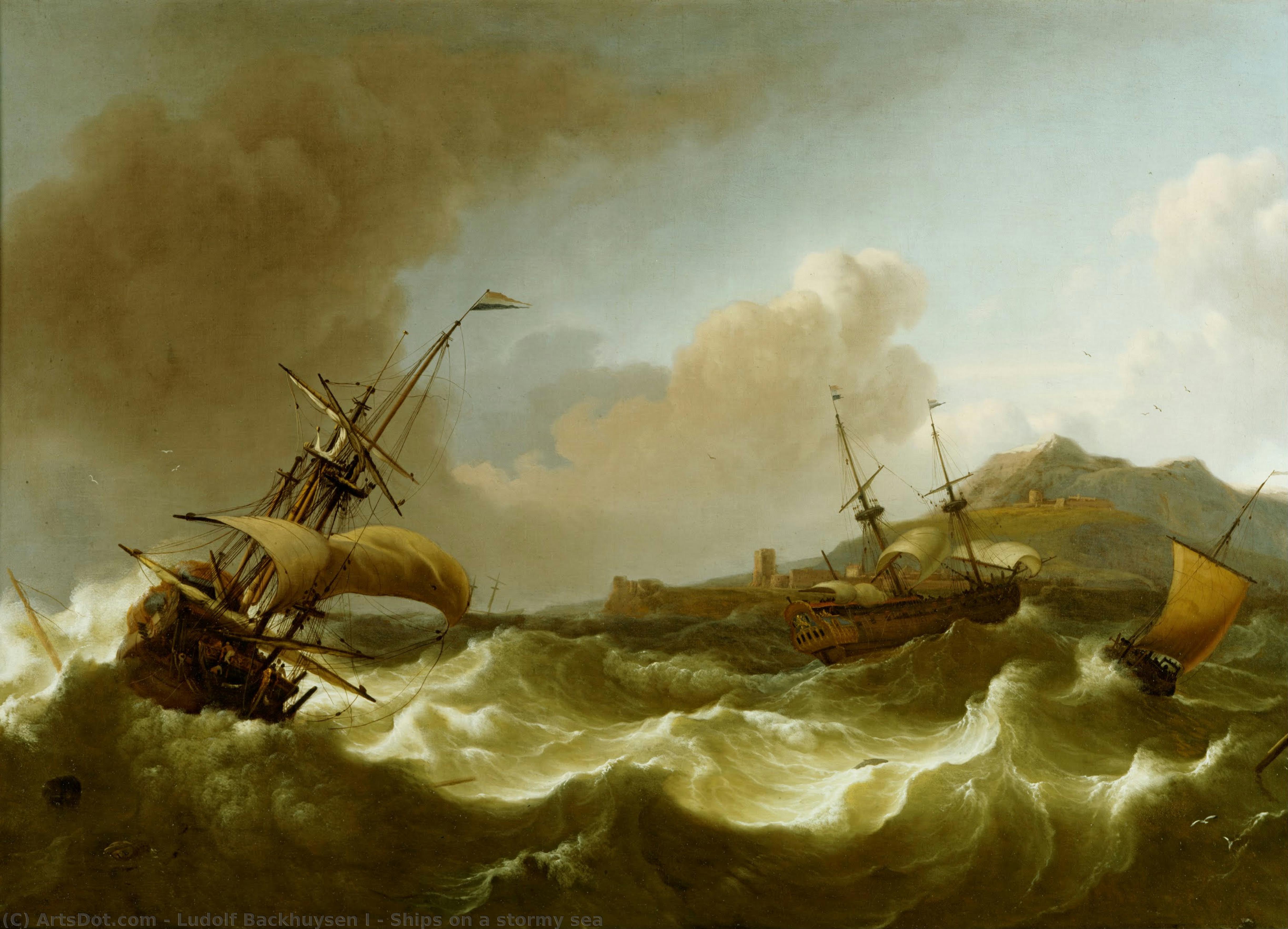 Ships On A Stormy Sea — Ludolf Backhuysen I