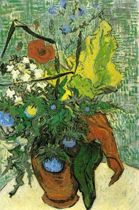 Wild Flowers And Thistles In A Vase — Vincent Willem Van Gogh
