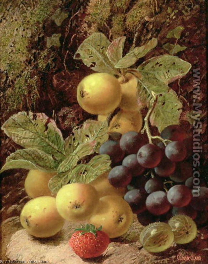Still Life With Apples, Grapes, Strawberry — Oliver Clare