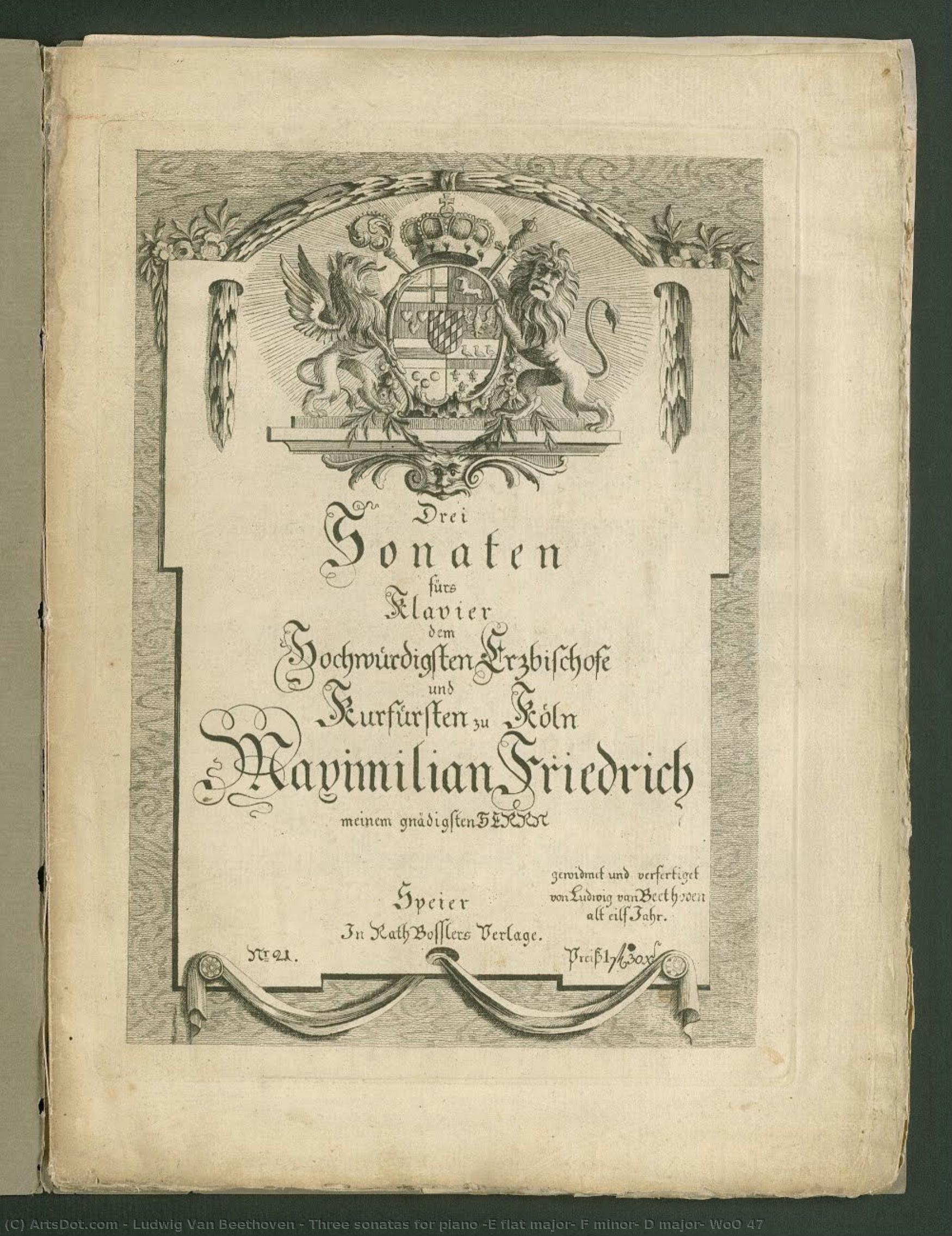 Three Sonatas For Piano (e Flat Major, F Minor, D Major) Woo 47 — Ludwig Van Beethoven