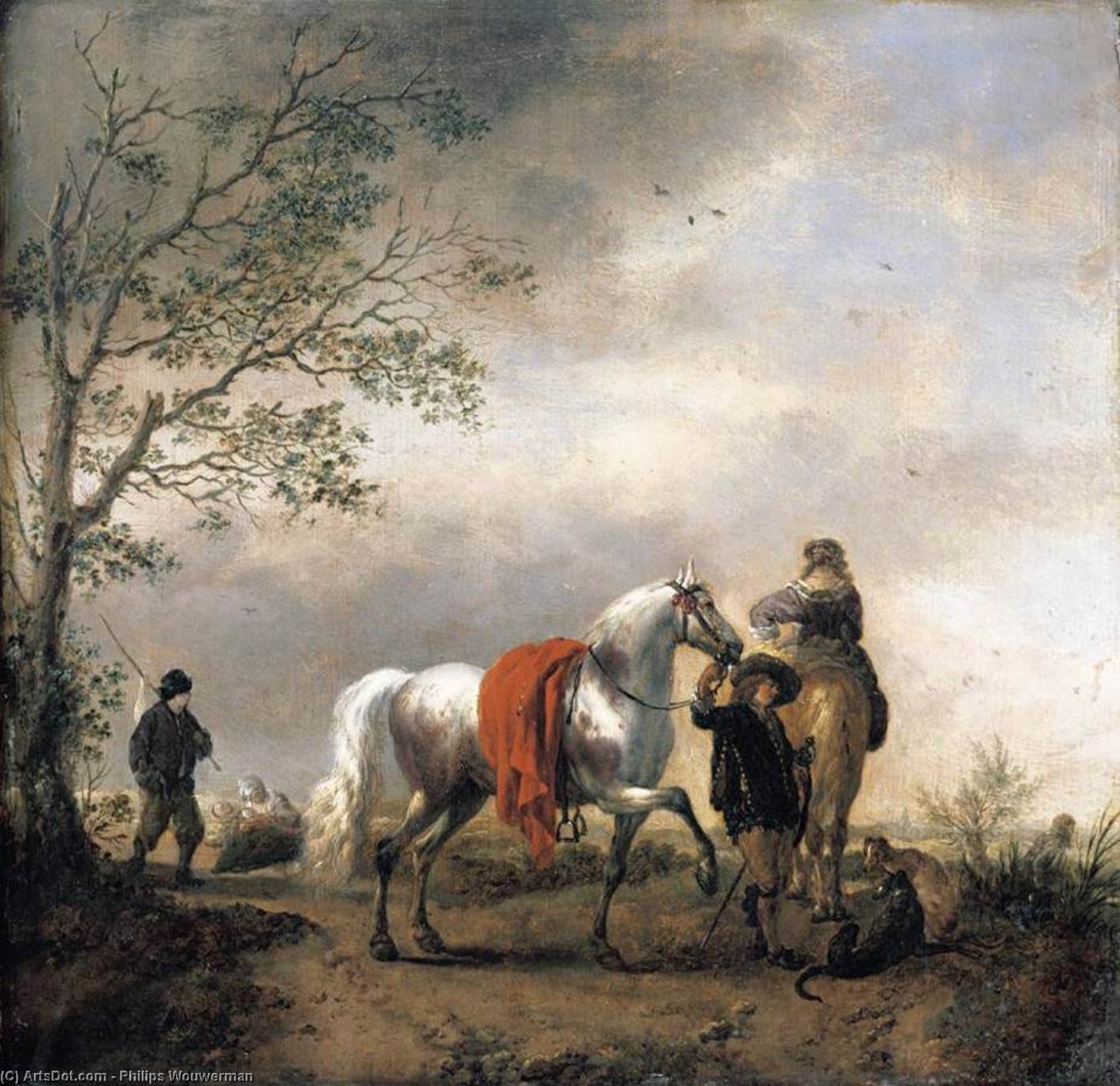 Cavalier Holding A Dappled Grey Horse — Philips Wouwerman
