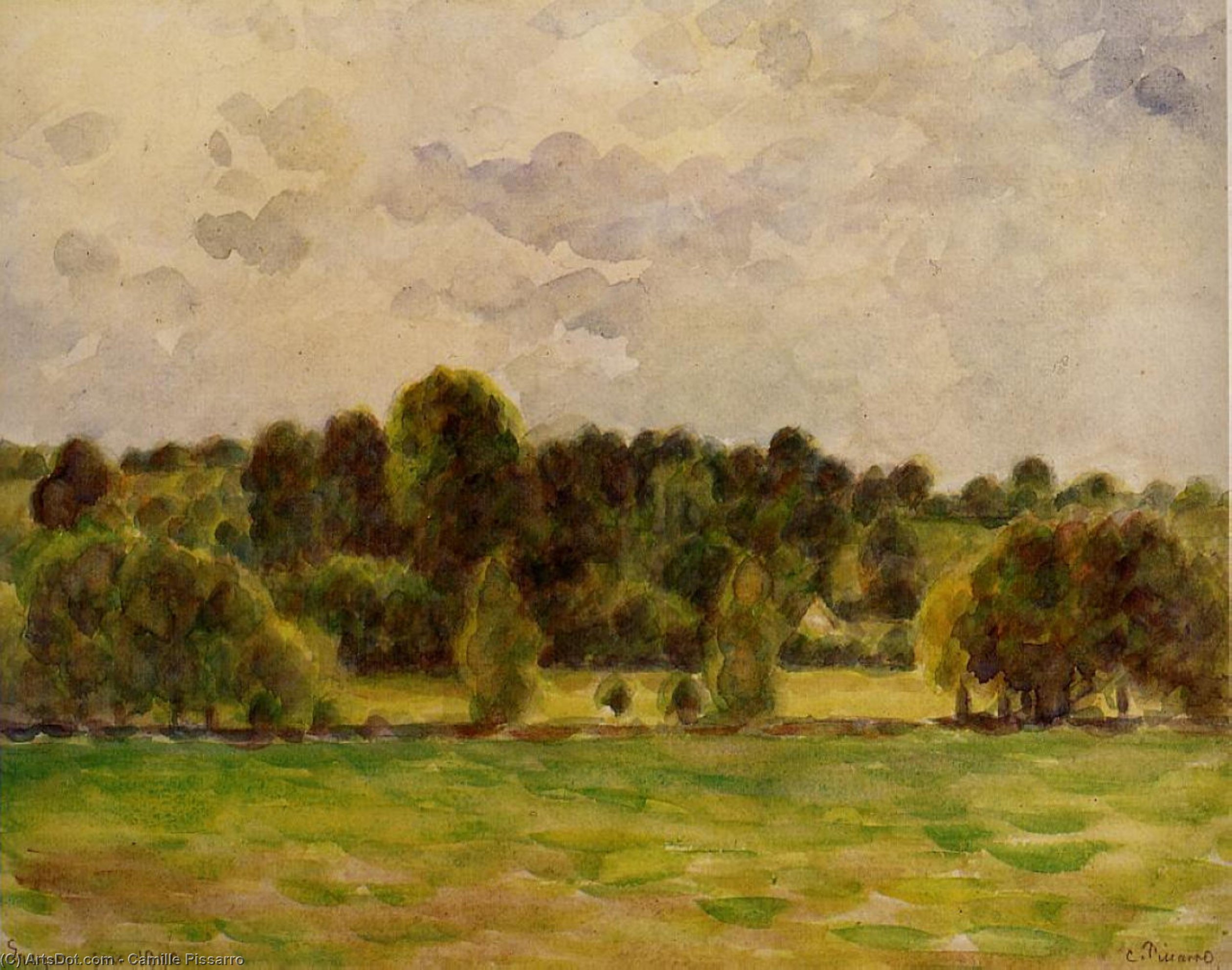 Eragny, Twilight — Camille Pissarro