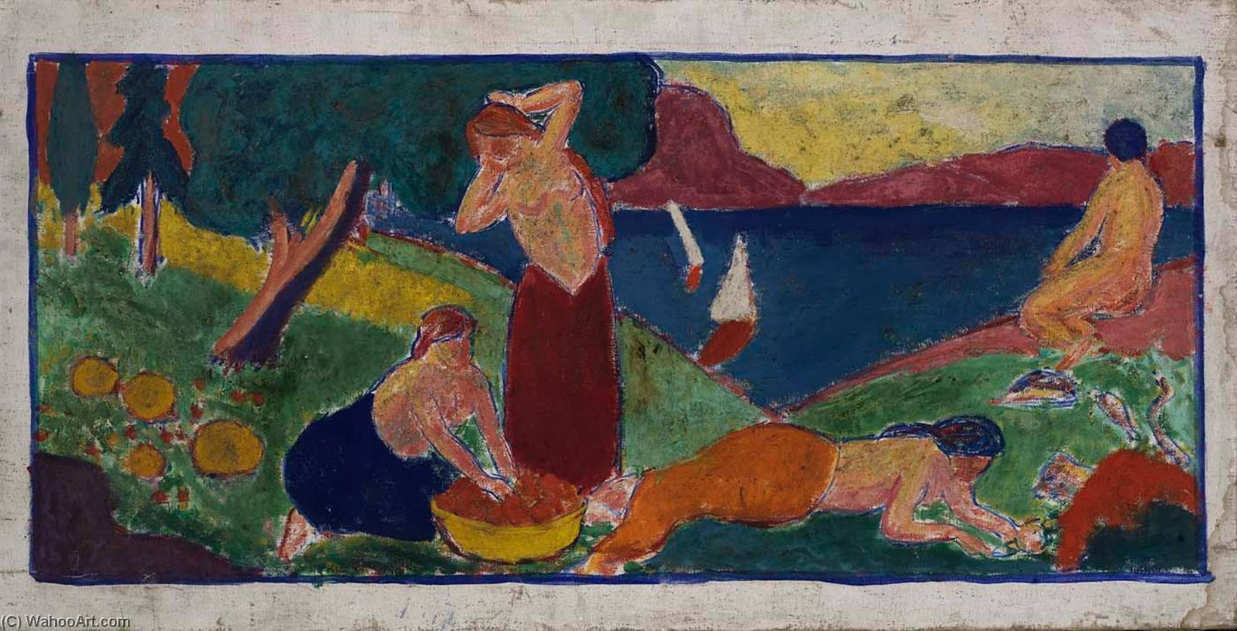 (women In Landscape With Blue Border) — Carl Newman