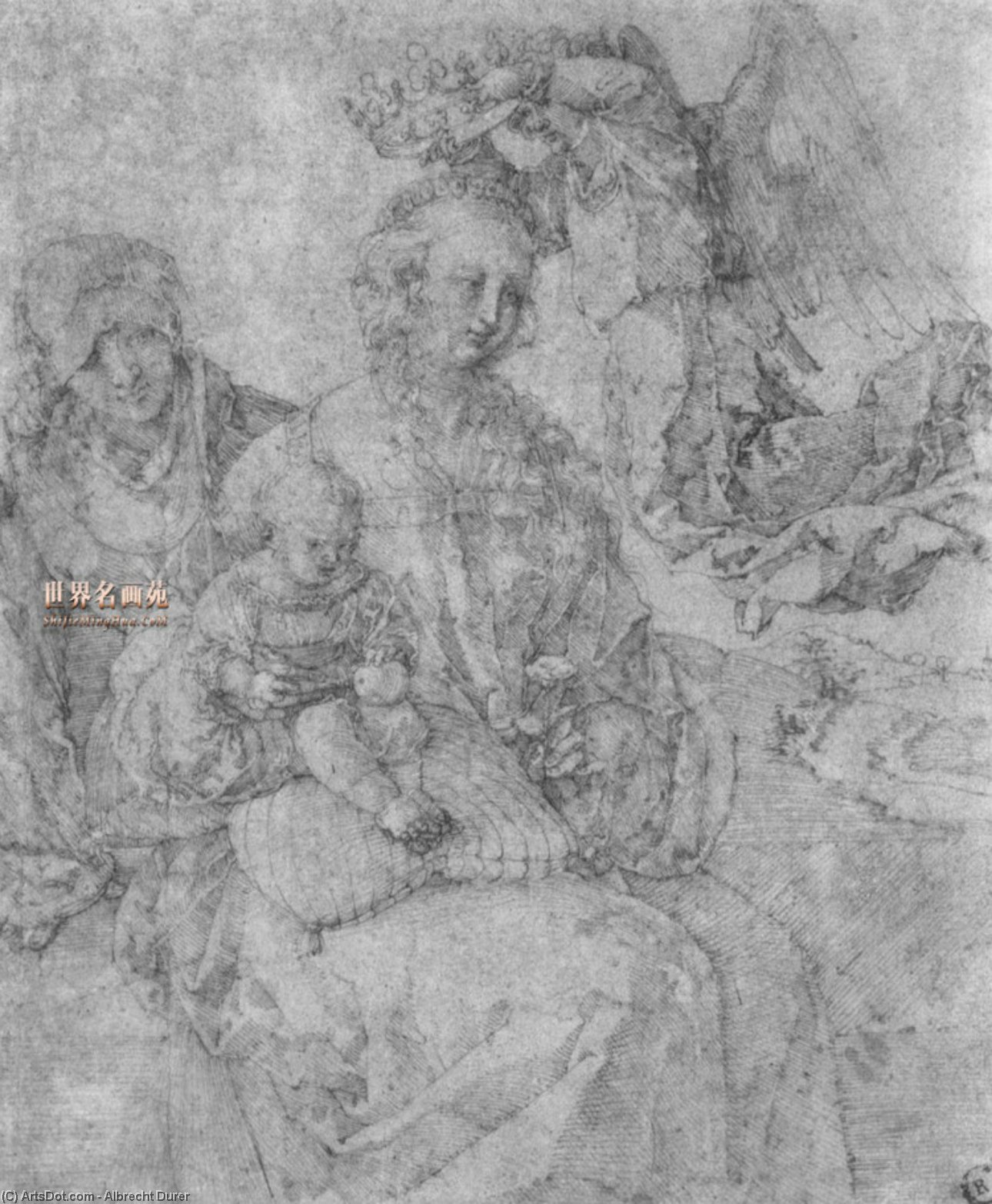 Mary And Child, Crowned By An Angel And St. Anna — Albrecht Dürer