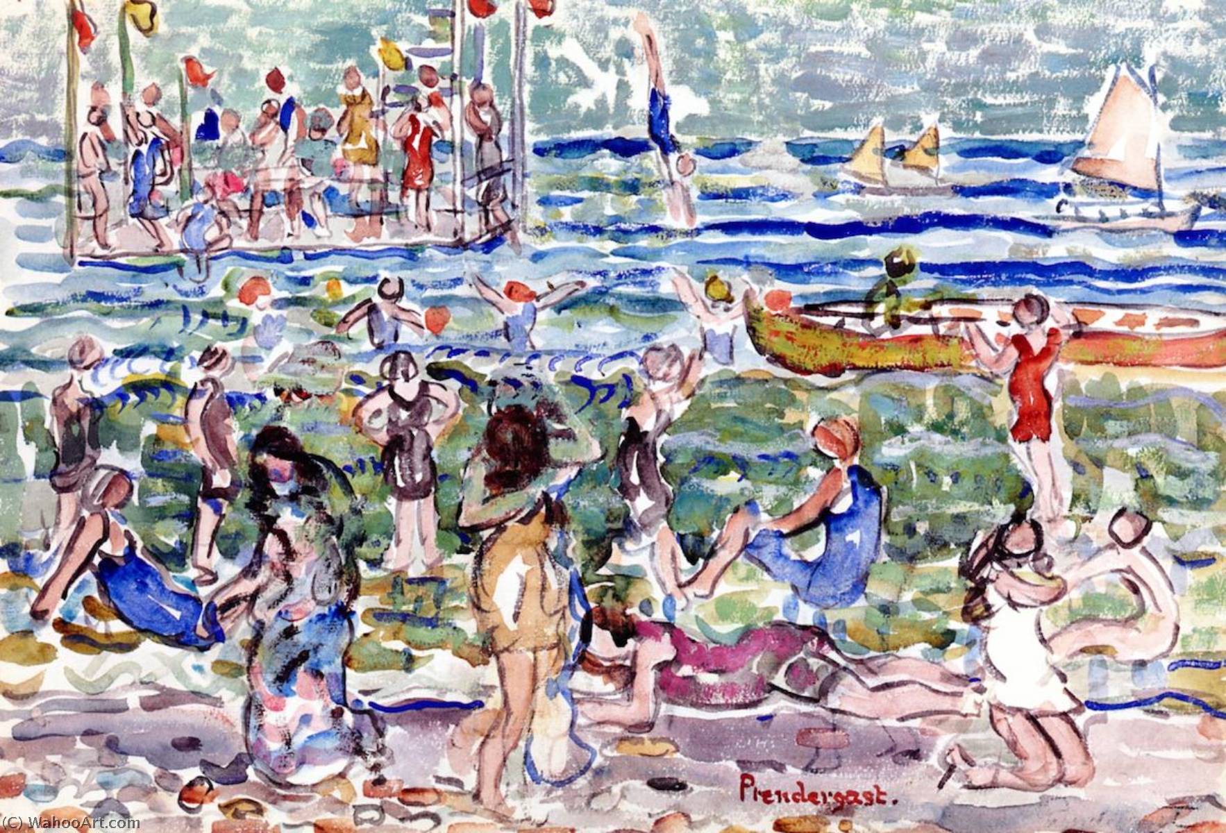 Diving Raft — Maurice Brazil Prendergast