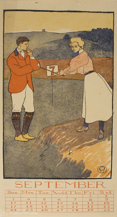 'september (golf Calendar)', (45 X 24 Cm) (1899) — Edward Penfield