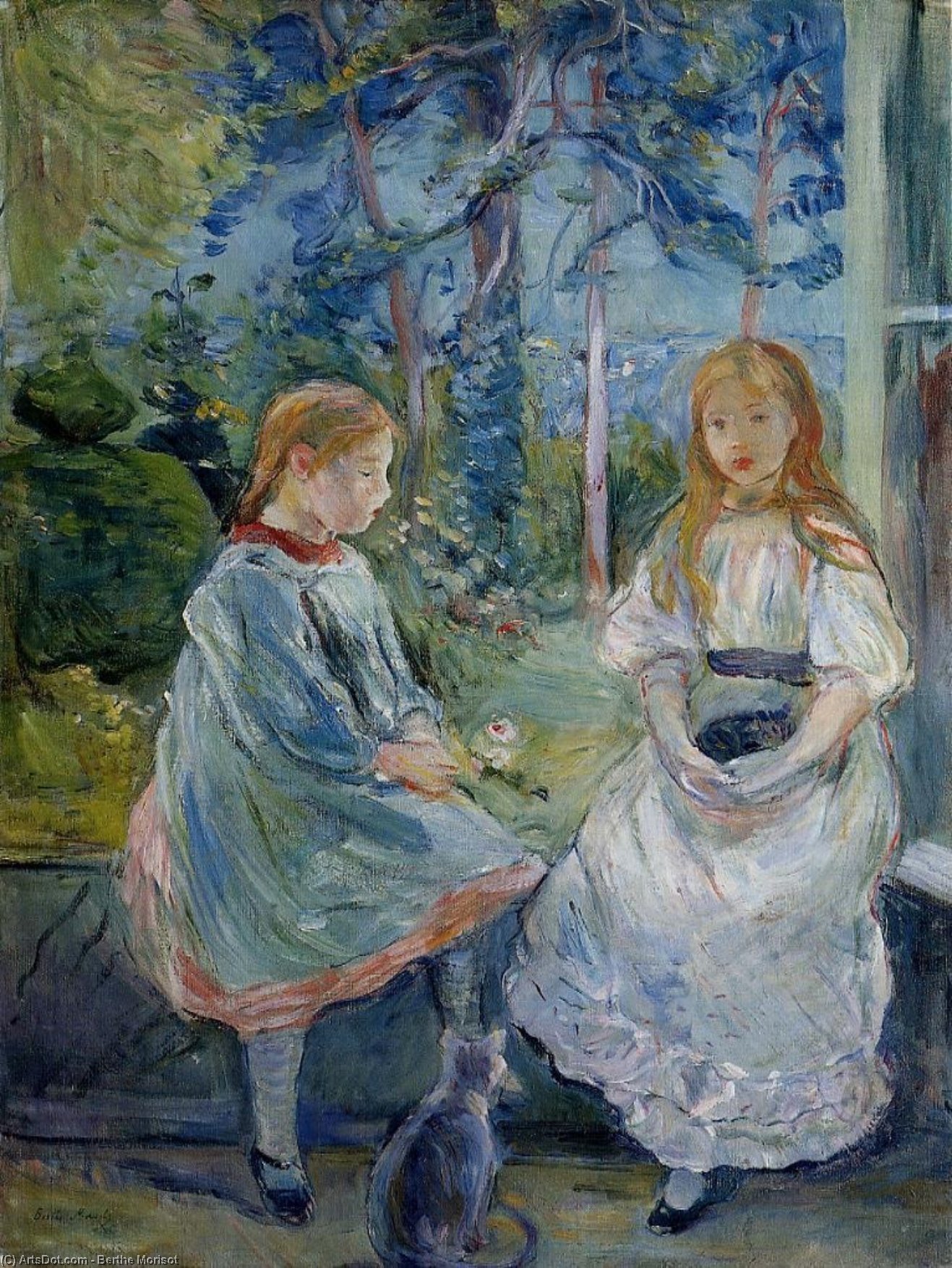 Little Girls At The Window (jeanne And Edma Bodeau) — Berthe Morisot