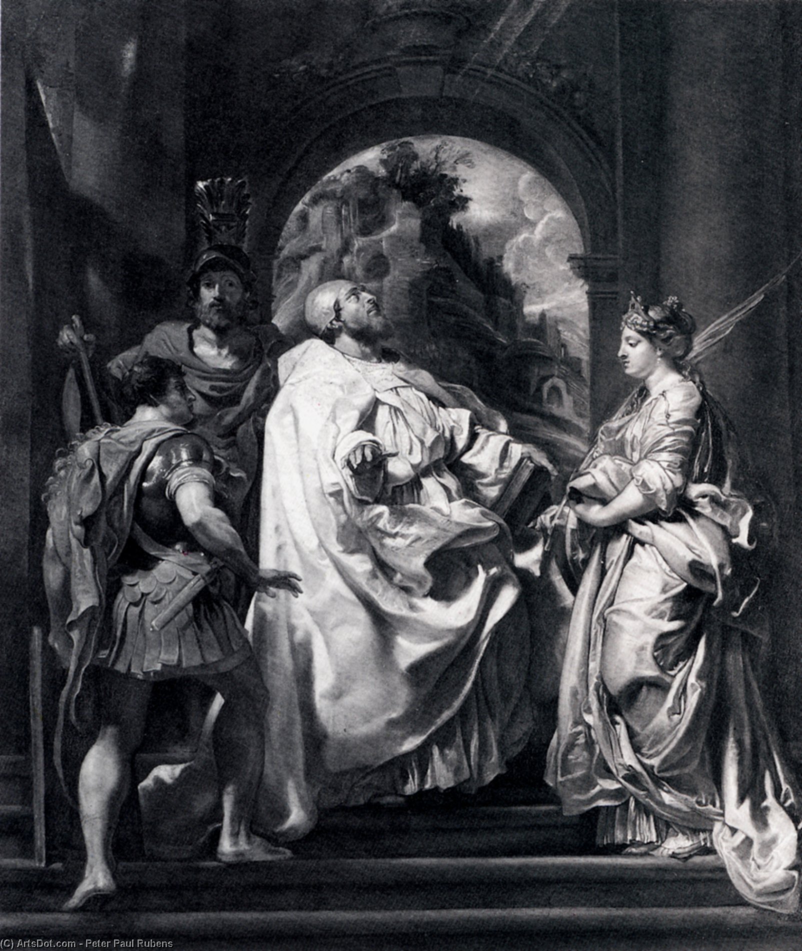 Modello For St Gregory With Saints Domitilla Maurus And Papianus — Peter Paul Rubens