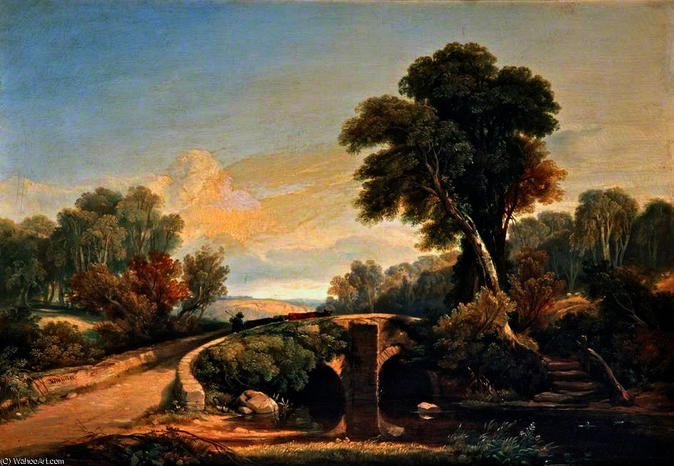 Stream With Peasants Driving Cattle — William James Müller