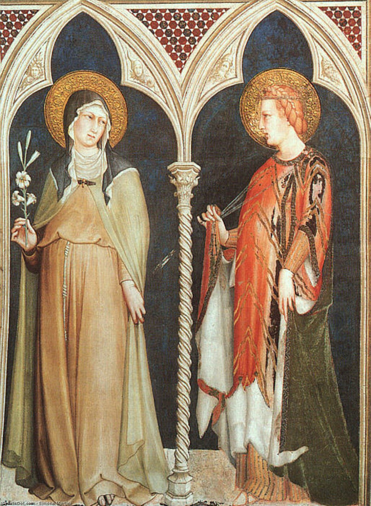 St. Clare And St. Elizabeth Of Hungary, Approx. - — Simone Martini