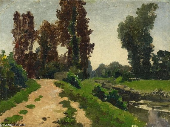 View Of A Park With A Stream — Paul Joseph Constantine Gabriel