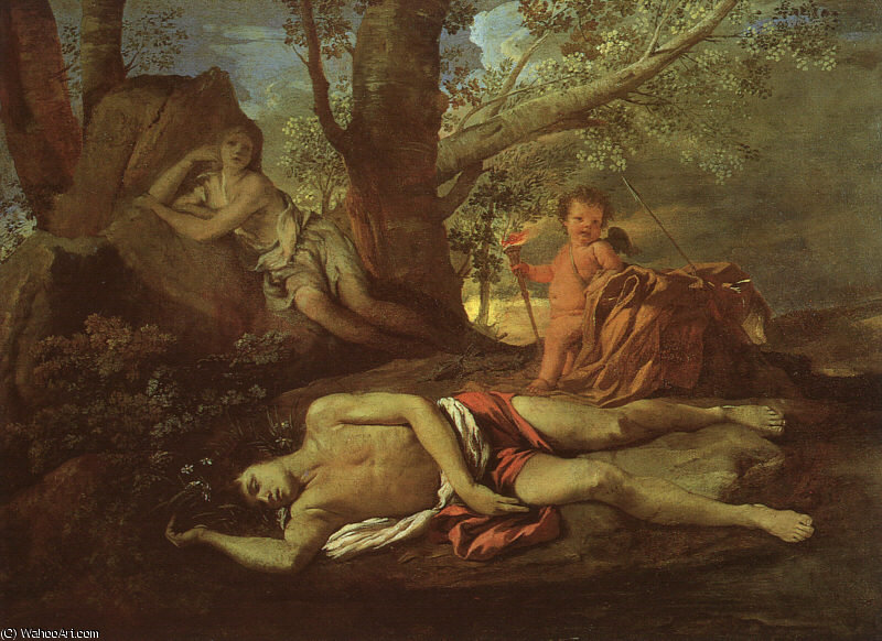 Echo And Narcissus, Oil On Canvas, Musée Du Louvre, — Nicolas Poussin