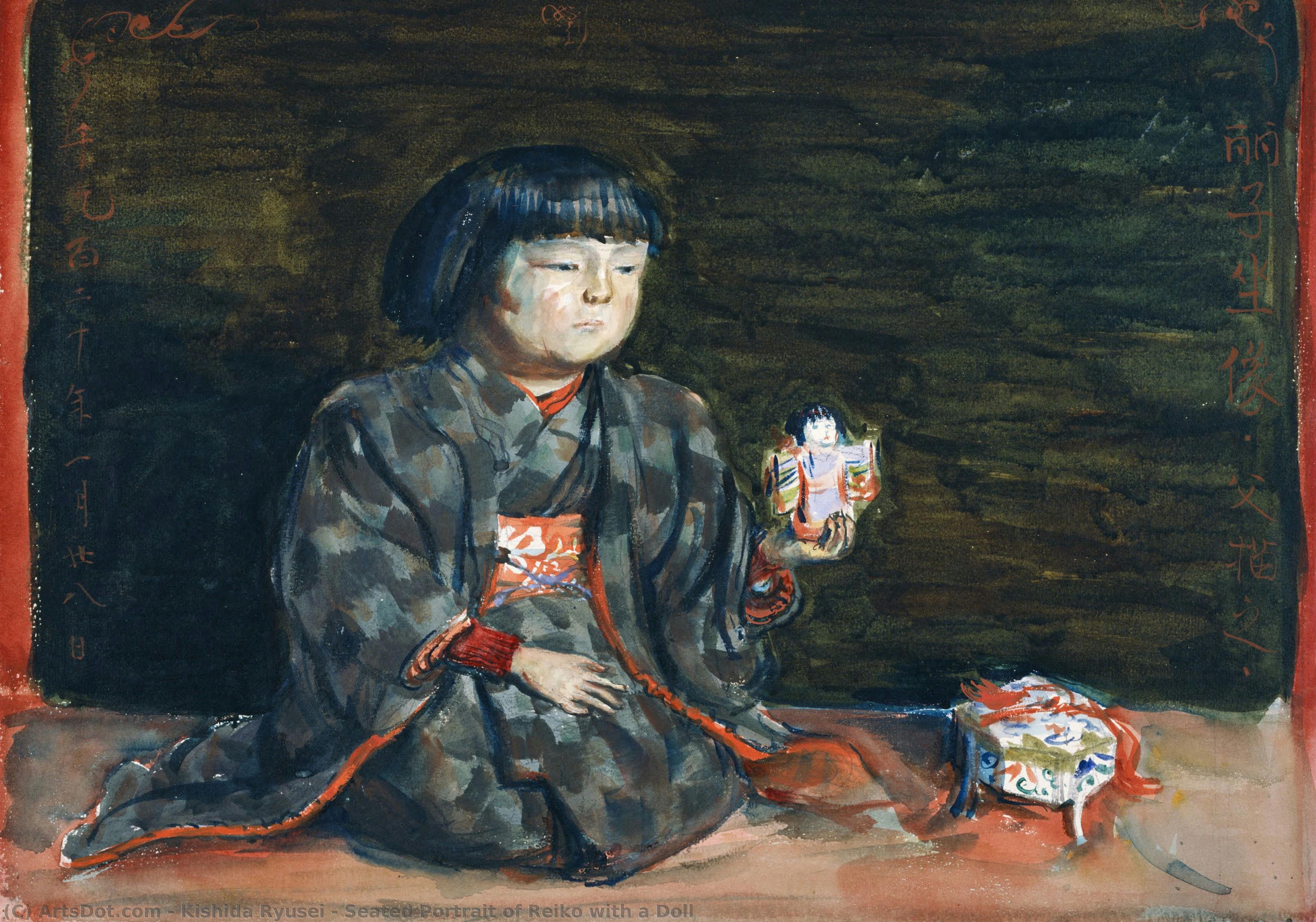 Seated Portrait Of Reiko With A Doll — Kishida Ryūsei