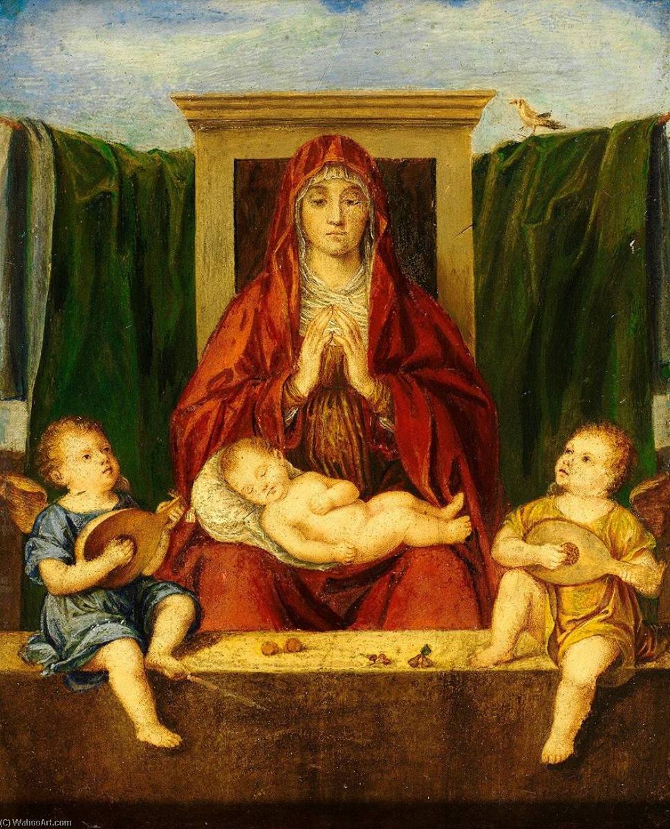 Madonna And Child With Two Angels Playing — Marie Ellenrieder